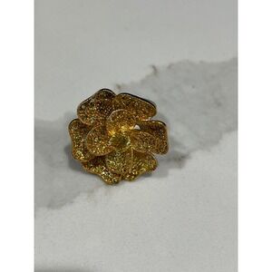 Flower Statement Ring Gold Tone Cocktail Ring size‎ 9.5